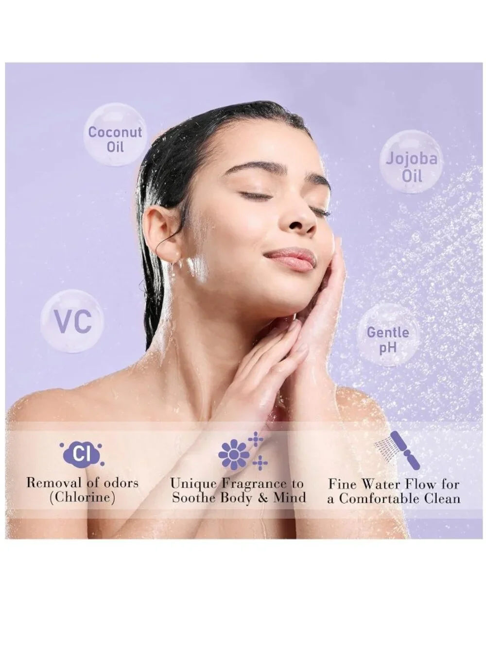HILLIEN Lavender Scented Shower Head Water Purifying - NEW NIB